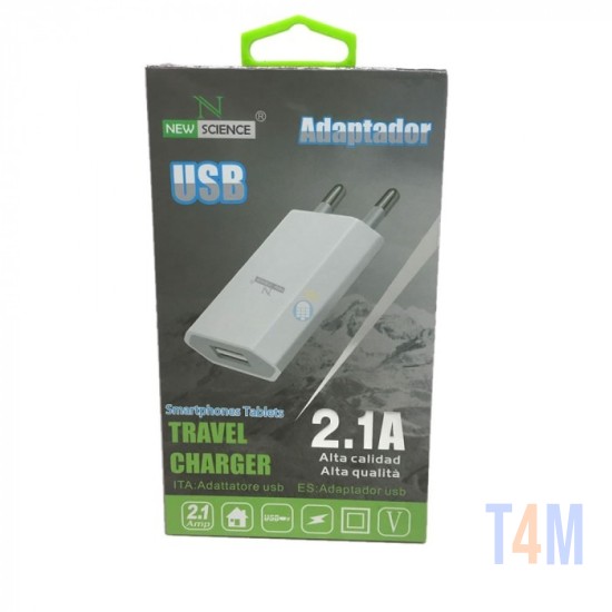 NEW SCIENCE ADAPTOR USB-C JK-T07 FOR APPLE IPHONE 2.1A WHITE